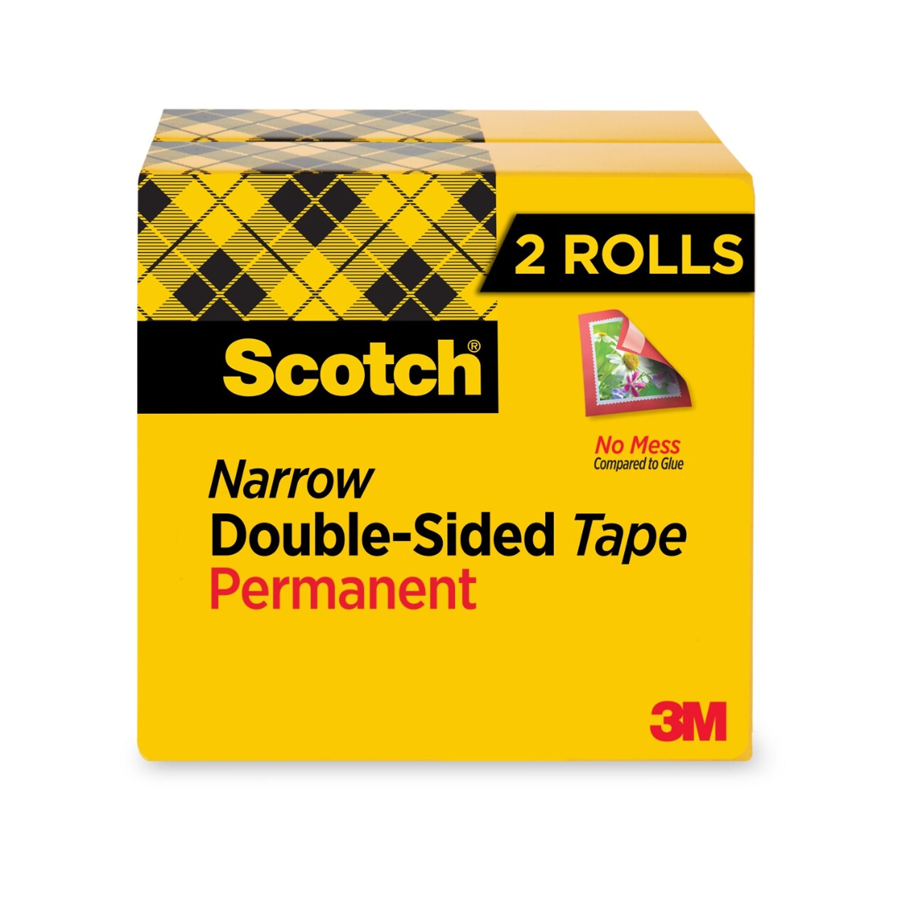 Scotch Permanent Double Sided Tape Refill, 1/2" x 25 yds., 2/Pack (665-2PK)