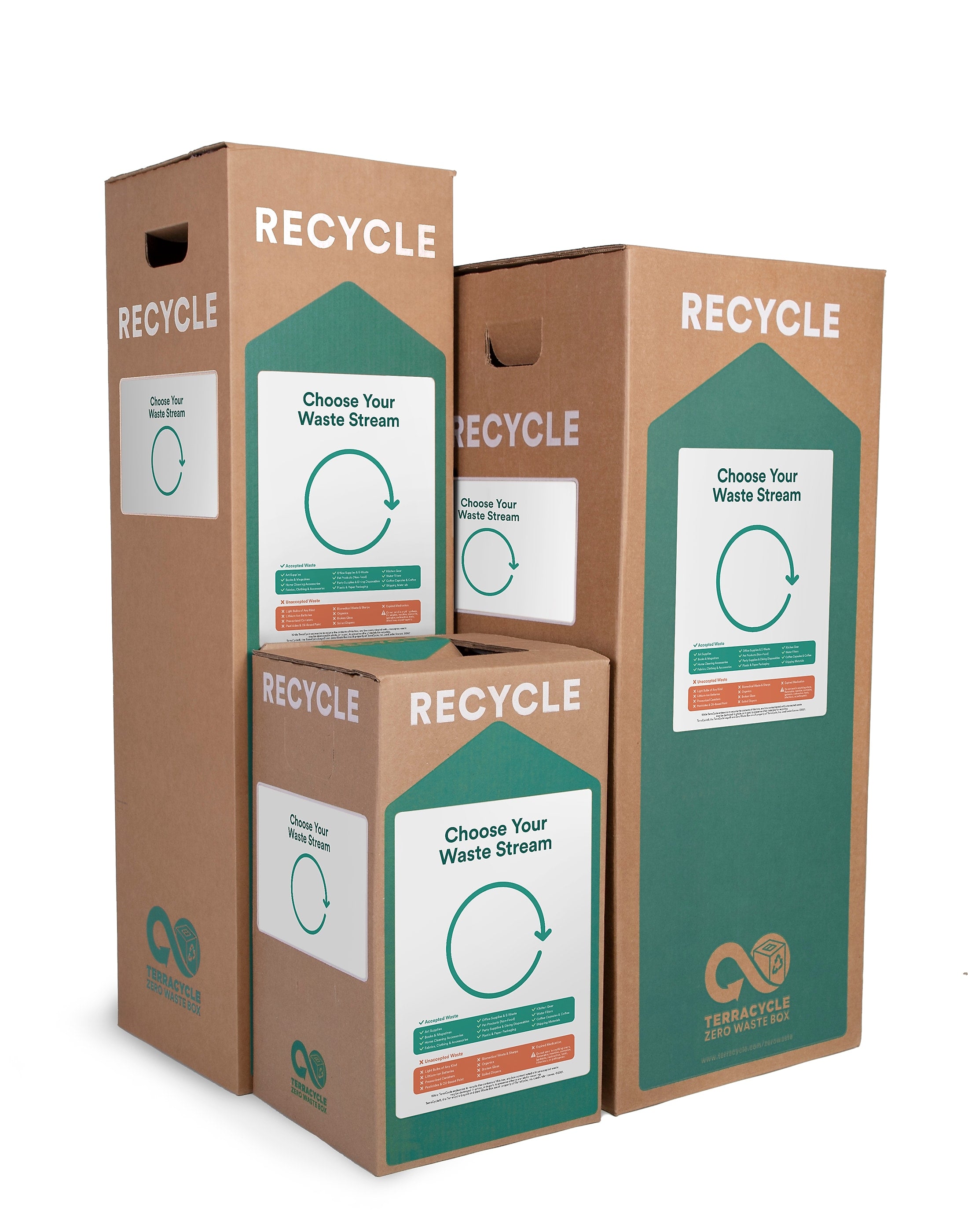 TerraCycle Cardboard Kitchen Separation Recycling Box, 36 Gallon, White and Green (790)