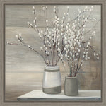 Amanti Art Pussy Willow Still Life Gray Pots Crop by Julia Purinton Framed Canvas Wall Art Print, 16" x 16" (A42674079000)