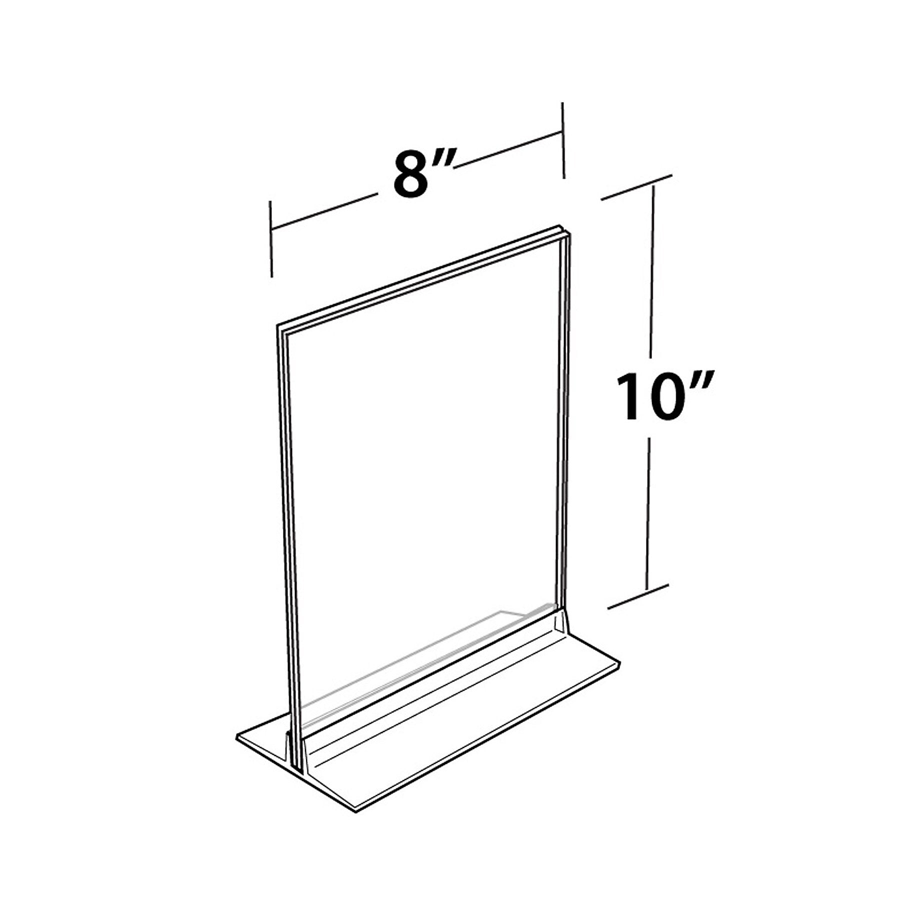 Azar Sign Holder, 8" x 10", Table Top, Clear, Acrylic, 10/Pack (102718-10PK)