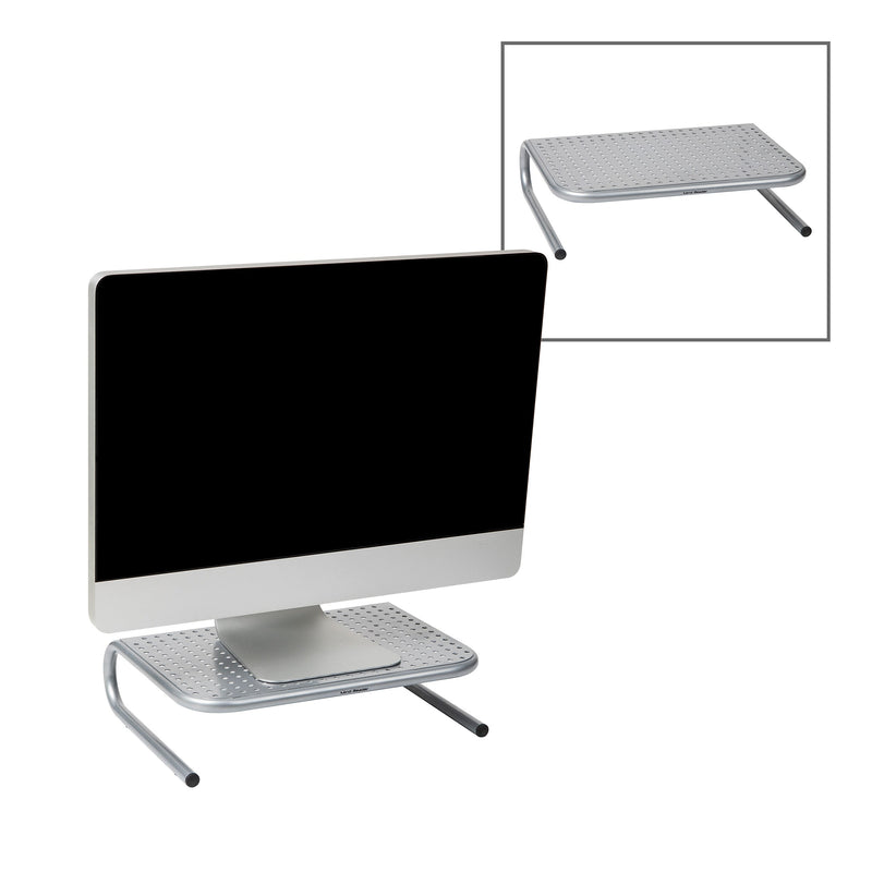 Mind Reader Ventilated Desktop Organizer Monitor Stand, Silver, 2/Pack (2METMONST-SIL)