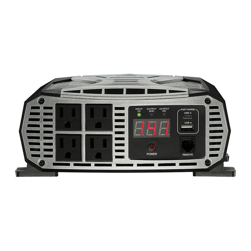 Cobra PRO 2500W Professional-Grade Power Inverter with 2 USB Ports, 4-Outlets, Black & Gray (CPI2500W)