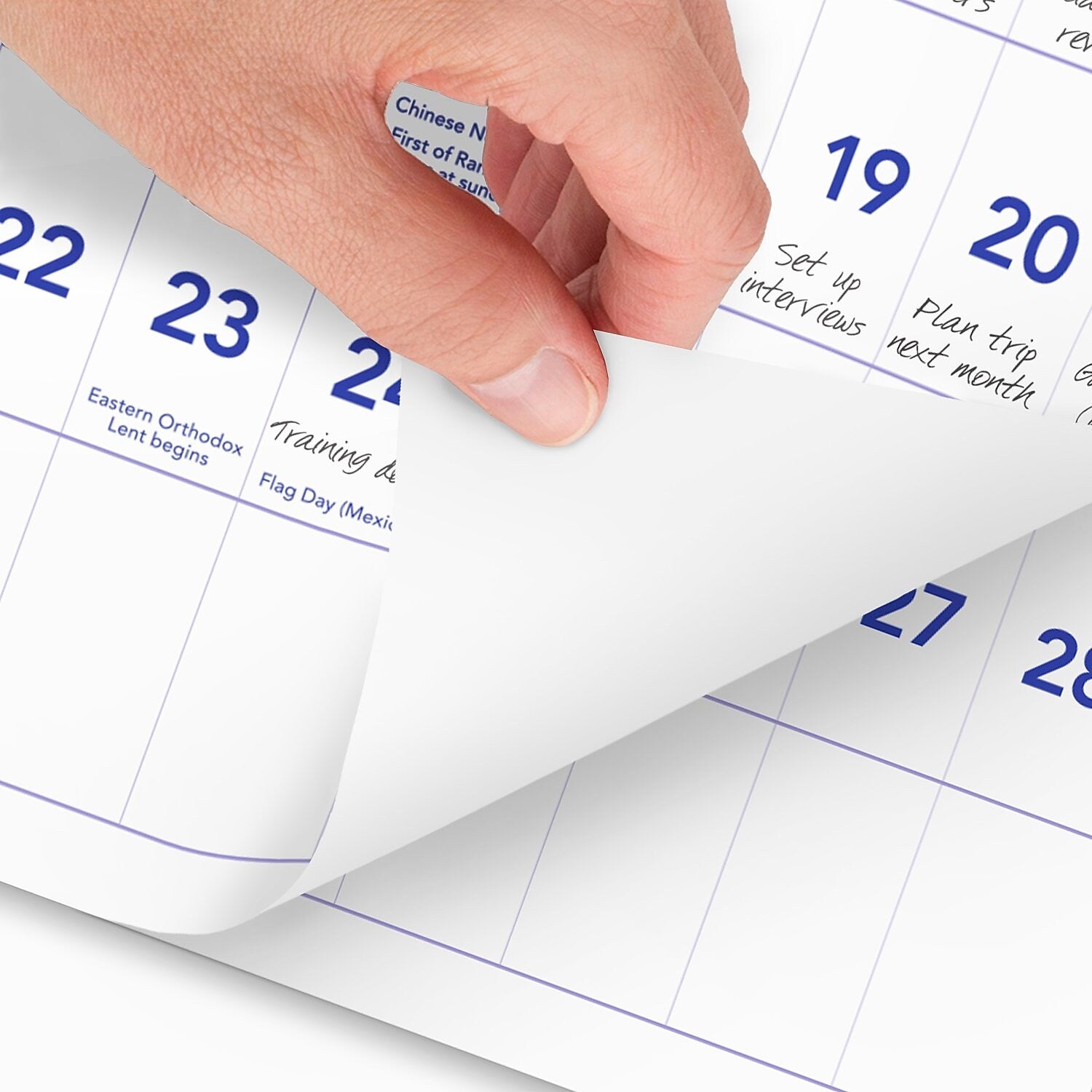 2025 -2027 AT-A-GLANCE 27" x 12" Three-Month Wall Calendar, White/Purple (PM14-28-26)