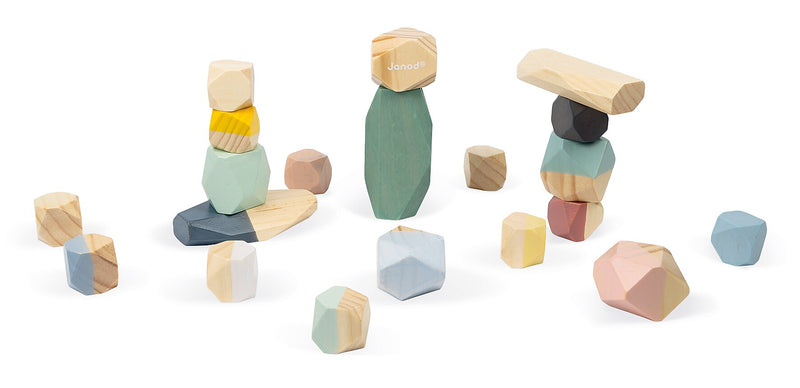 Janod Sweet Cocoon Stacking Stone Blocks, Multicolored (J04401)