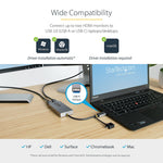 StarTech.com USB-C/USB-A to Dual HDMI Video Adapter, Male to Female, Attached 4in Cable, 4K 30Hz/1080p (107B-USB-HDMI)