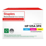 Staples Remanufactured Cyan/Magenta/Yellow Standard Yield Toner Replacement for HP 125A/Canon 116 (STCE259A3PKDS), 3/Pack