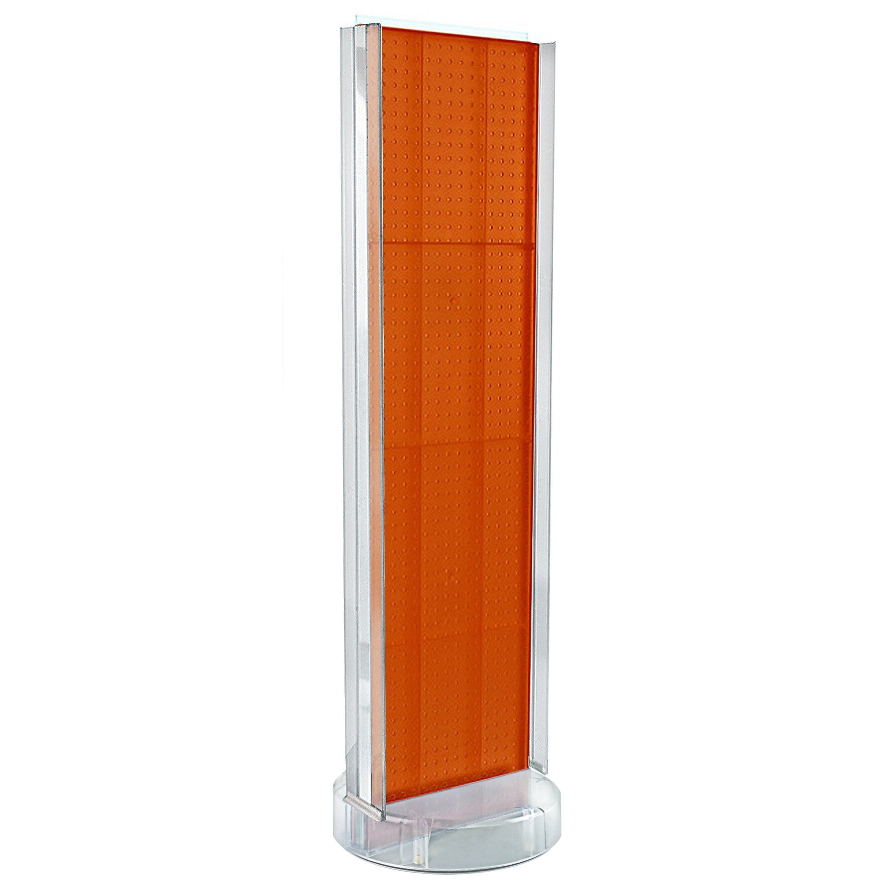Azar Displays 60” x 16” Two-Sided Pegboard Floor Display w/ C-Channel Sides on Revolving Round Studio Base, Orange (700788-ORG)