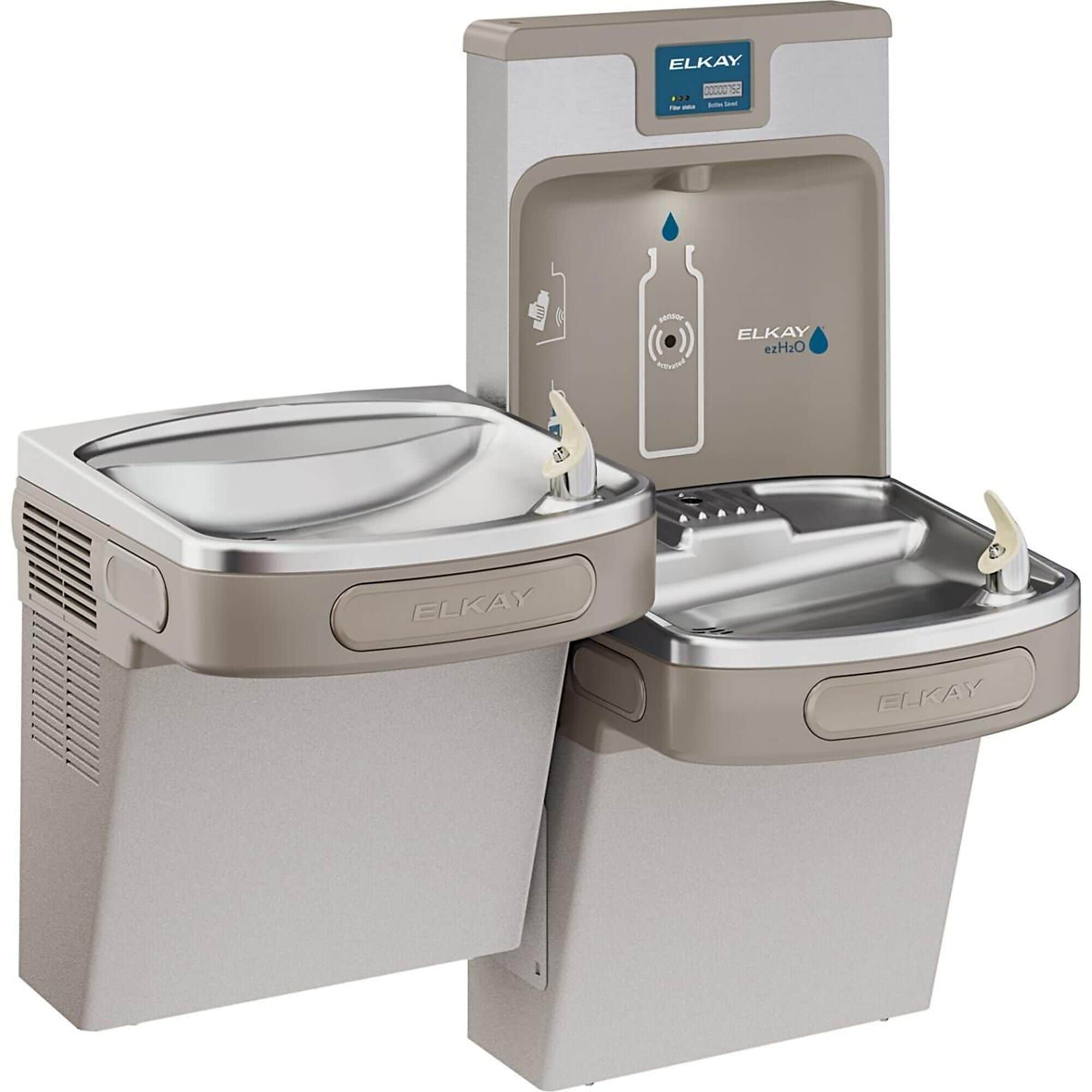 Elkay ezH2O Wall Mounted Bi-Level Drinking Fountain with Water Bottle Filling Station (ELZSTL8WSLP)