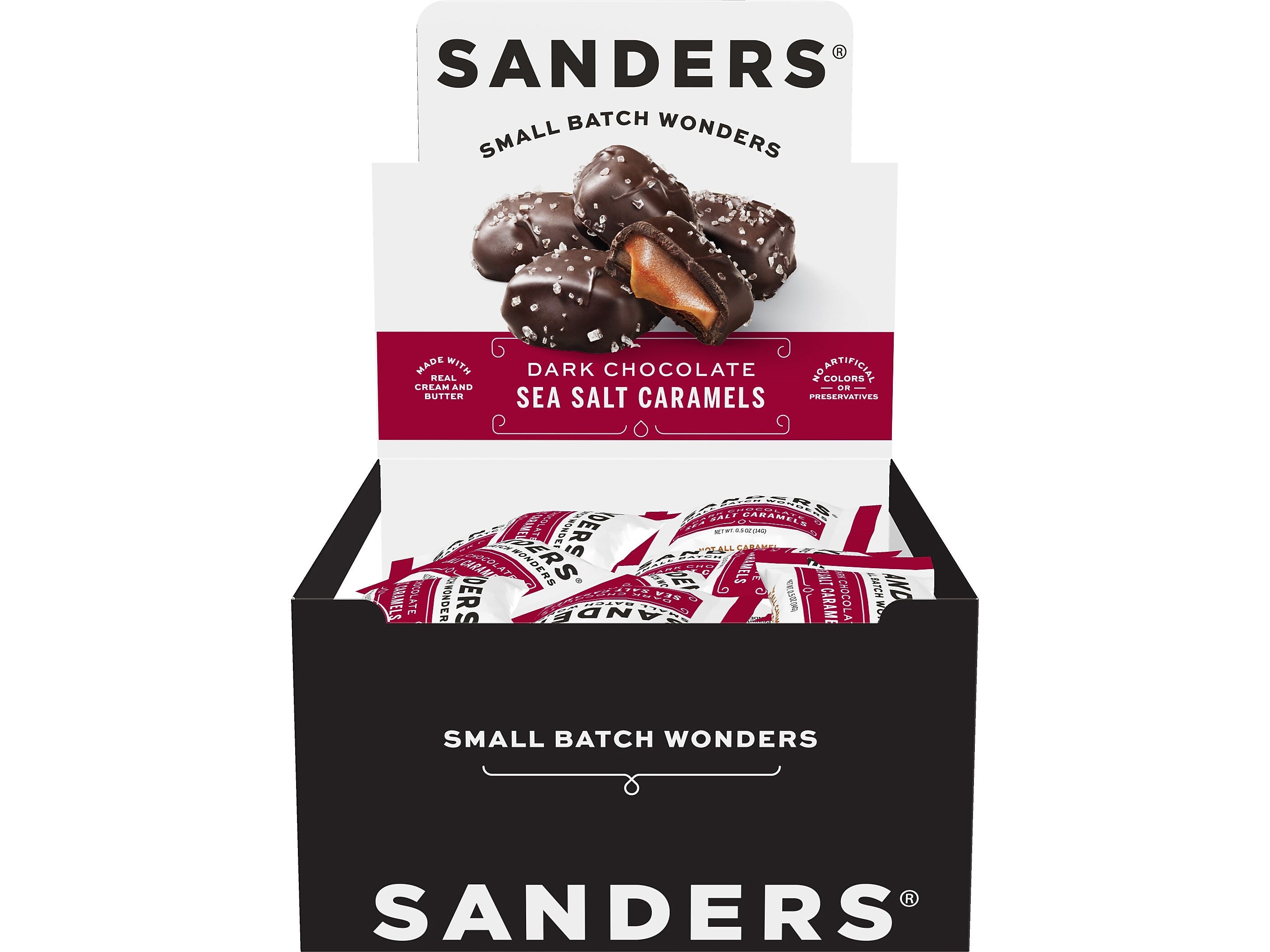 Sanders Small Batch Wonders Snack-Size Sea Salt Dark Chocolate Caramels, 24 oz., 48 Pieces/Box (27162)