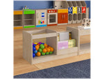 Flash Furniture Bright Beginnings Book Display with Transparent Storage Bin, 16"H x 31.5"W x 13"D, Brown (MK-KE20789-GG)