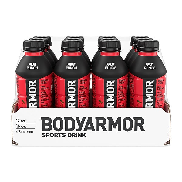 BodyArmor SuperDrink Fruit Punch Sports Drink, 16 oz. Bottles, 12/Pack (100006-1.4)