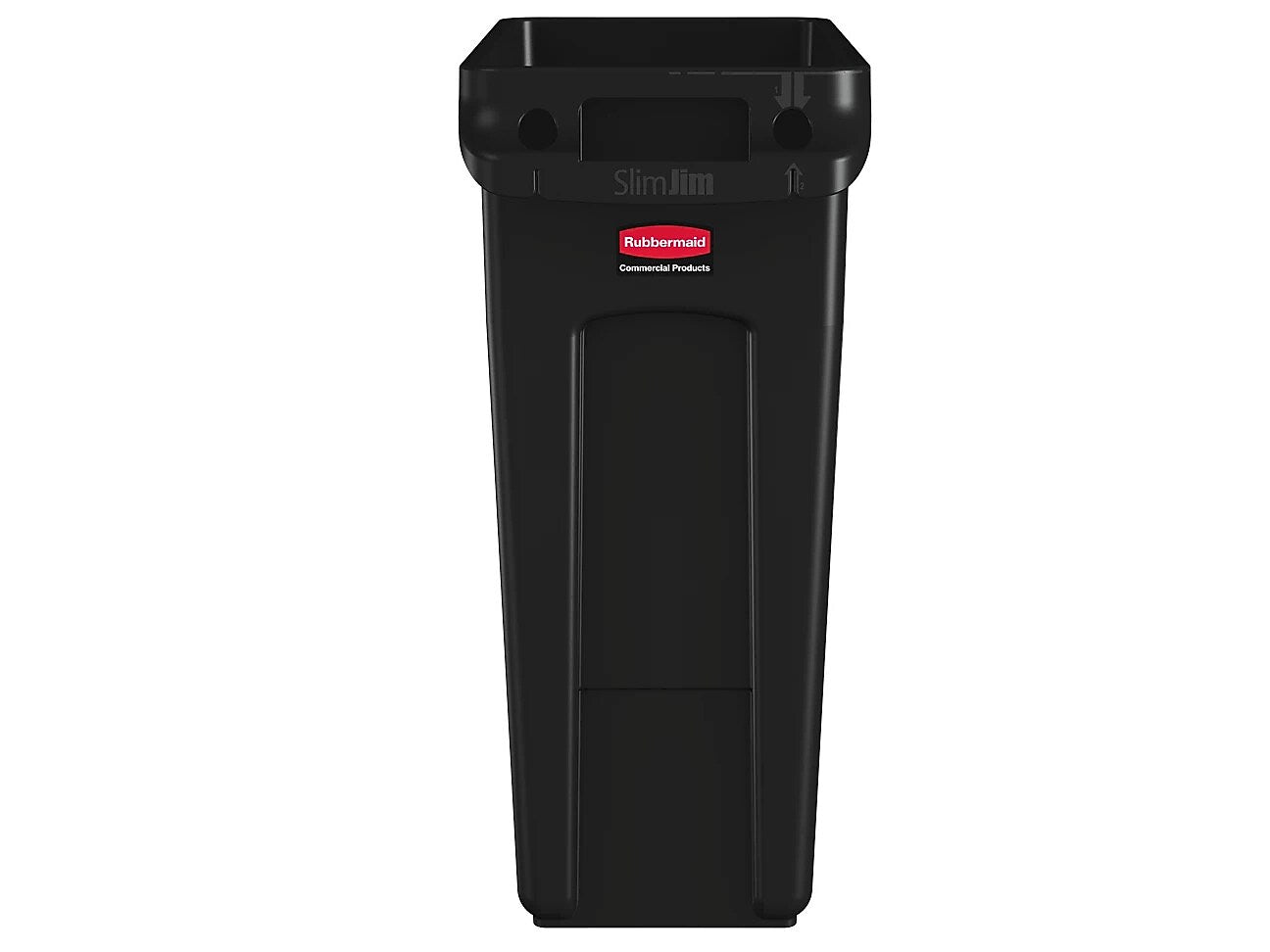Rubbermaid Vented Slim Jim Resin Trash Can, 16 Gallon, Black (1955959)
