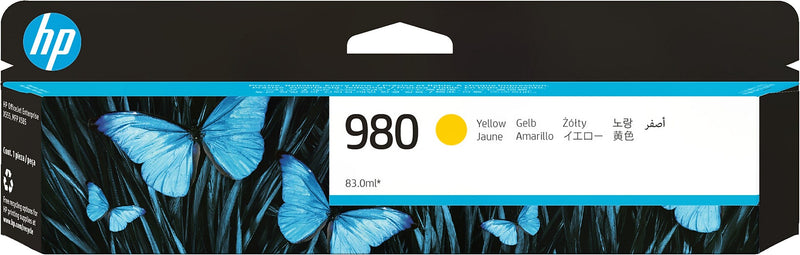 HP 980 Yellow Standard Yield Ink Cartridge, Prints Up to 6,600 Pages (D8J09A)