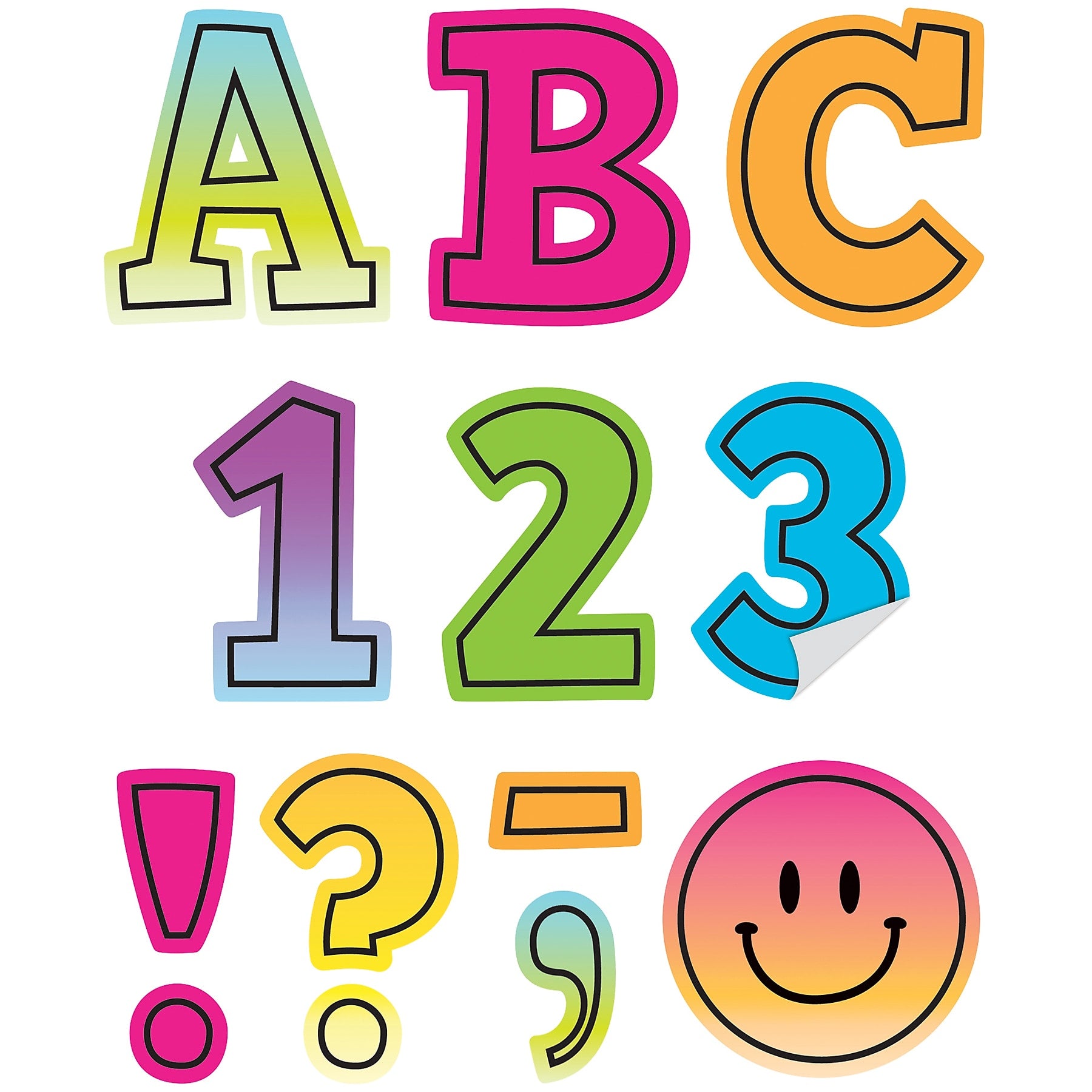 Teacher Created Resources Brights 4Ever 2" Self-Adhesive Letters and Numbers, Multicolored, 326/Pack (TCR9650)