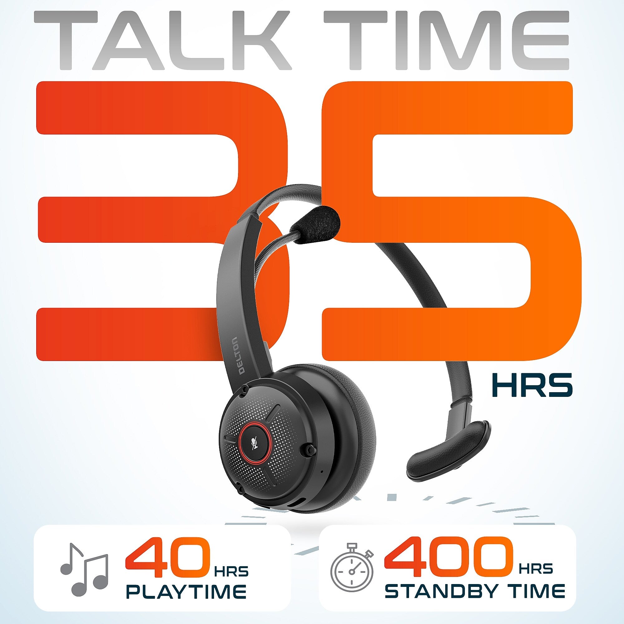 Delton 50X Pro Wireless Noise Canceling Bluetooth Mono Computer On-Ear Headset, Black (DBTHEAD50XBTDL)