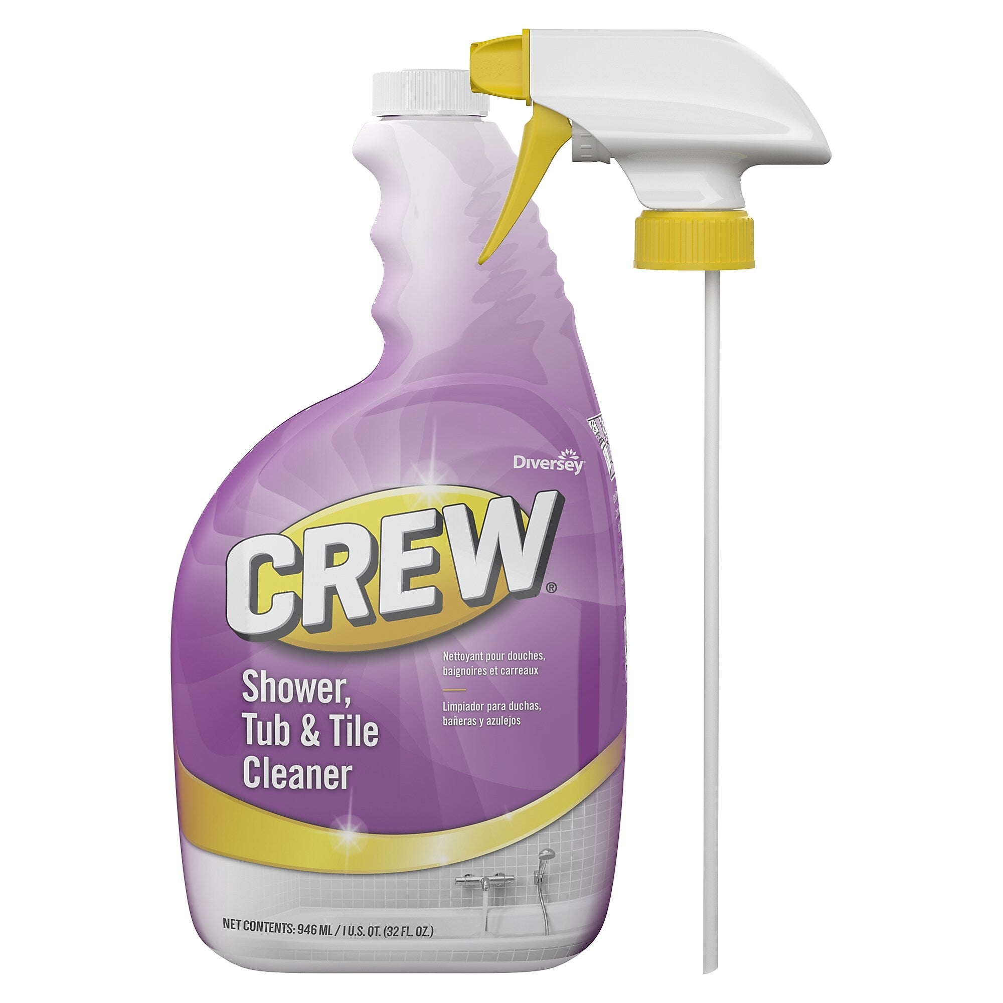 Diversey™ Crew Shower, Tub and Tile Cleaner, Liquid, 32 oz, 4/Carton
