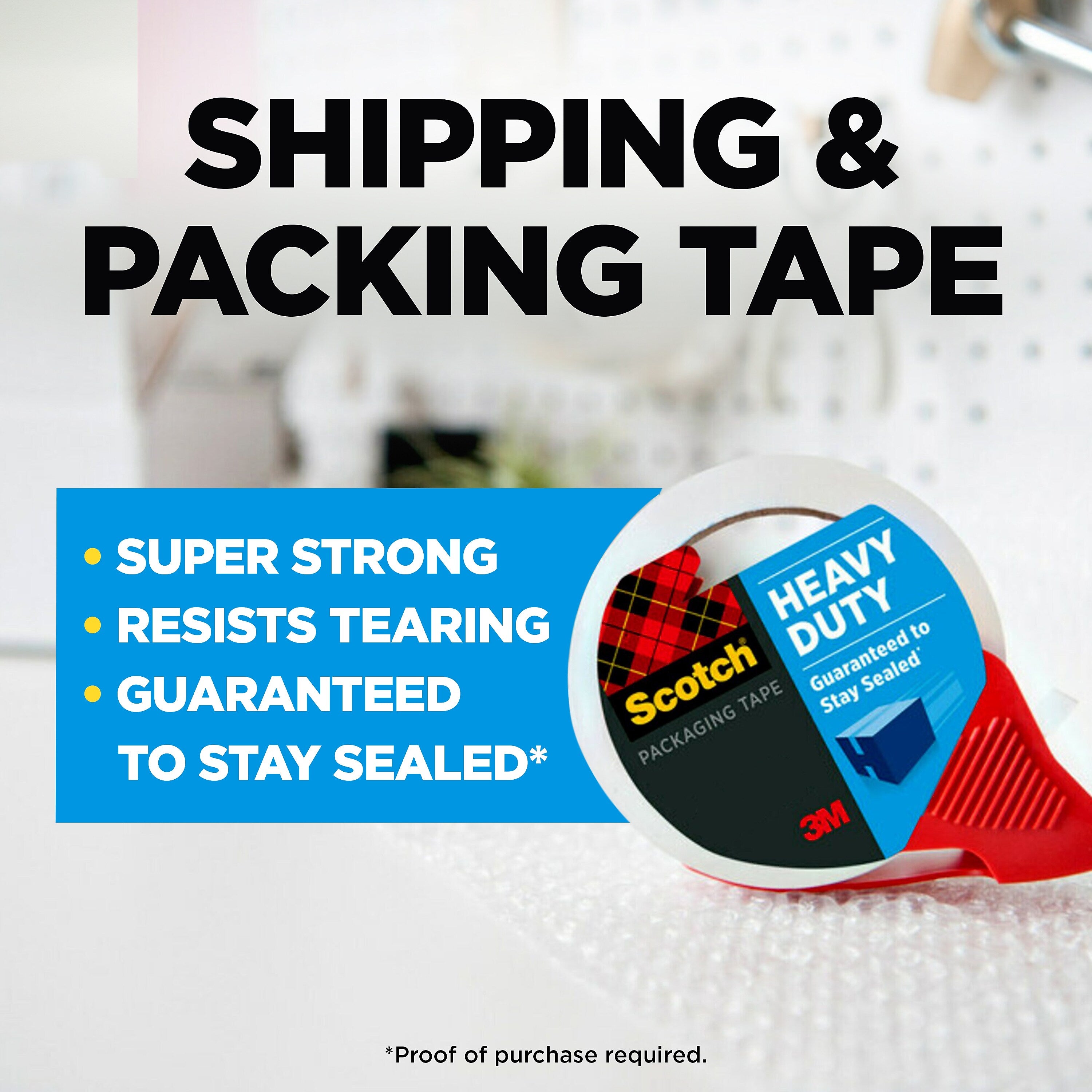 Scotch Heavy Duty Packing Tape with Dispenser, 1.88" x 54.6 yds., Clear, 4/Pack (3850-4-2RD)