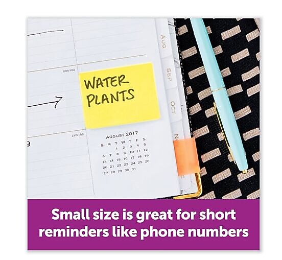 3M Post It Notes Canary Yellow,1.38" x 1.88", 100 Sheets/Pad, 24 Pads/Pack (MMM65324VAD)