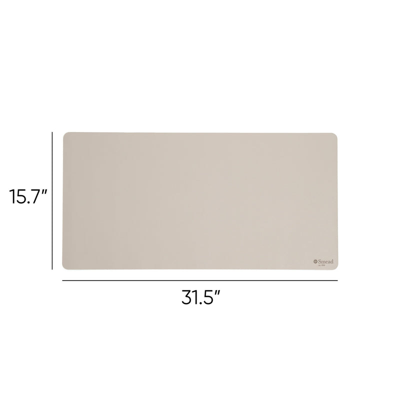 Smead Medium Vegan Leather Anti-Slip Desk Pad, 31.5" x 15.7", Sandstone (SMD64831)