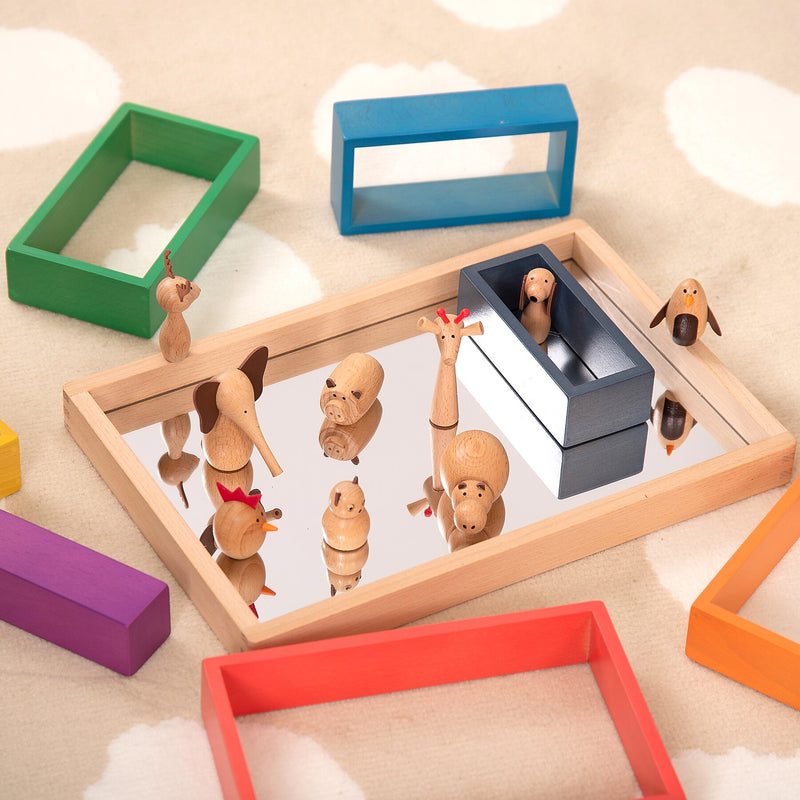 TickiT Small Wooden Mirror Tray, Natural (CTU73536)