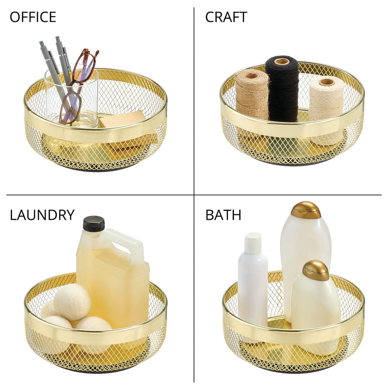 iDESIGN Metal Mesh Lazy Susan Organizer, Soft Brass (25965)