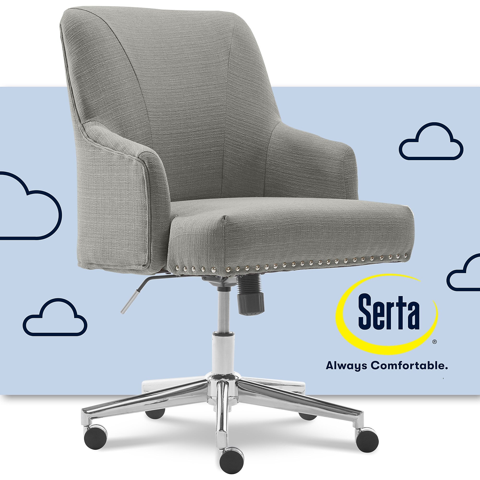 Serta Leighton Fabric Home Office Chair, Medium Gray (48445)