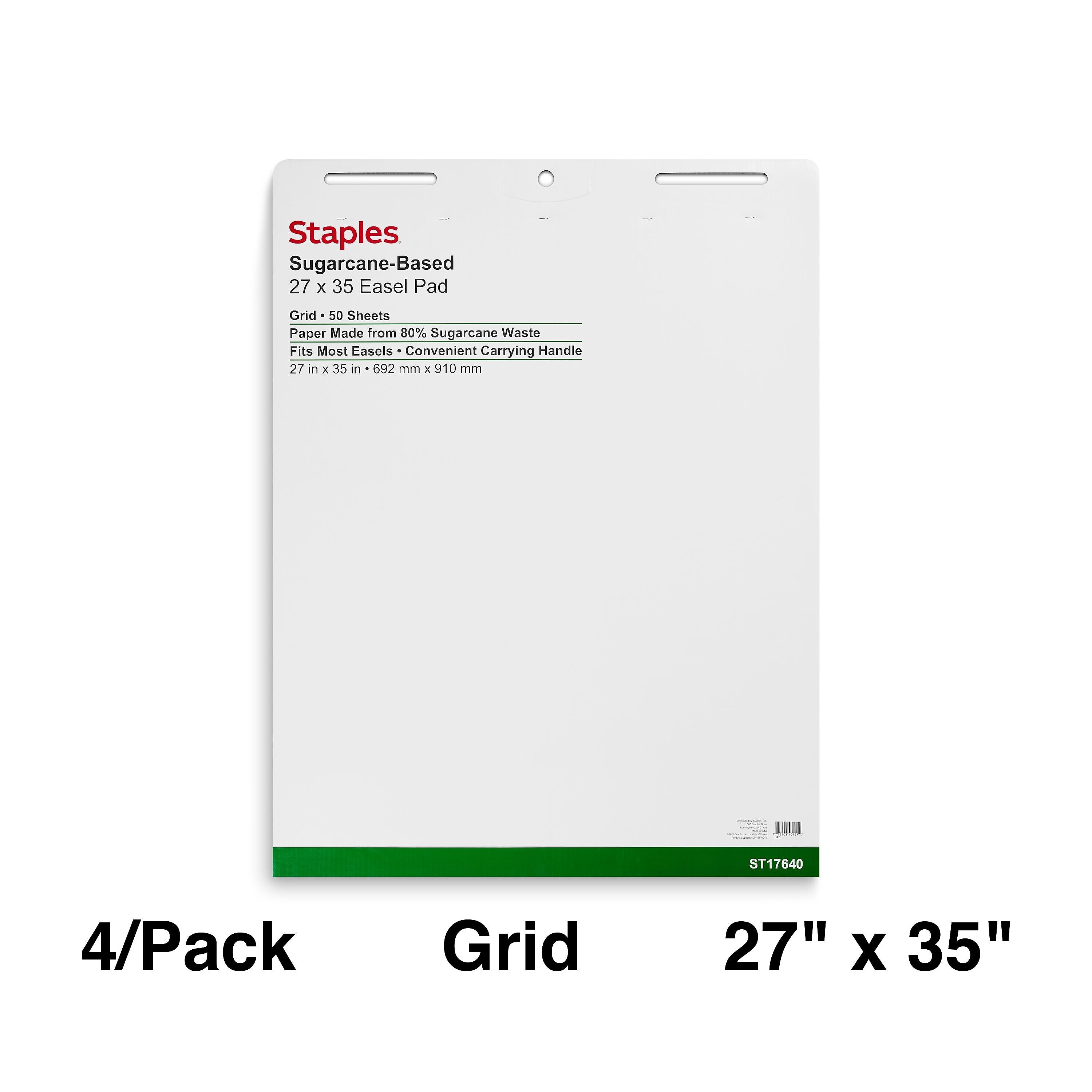Staples Easel Pads, 27" x 35", White, 50 Sheets/Pad, 4 Pads/Carton (ST17640)