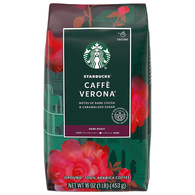 Starbucks Caffè Verona Ground Coffee, Dark Roast, 16 oz. Bag (11018131)