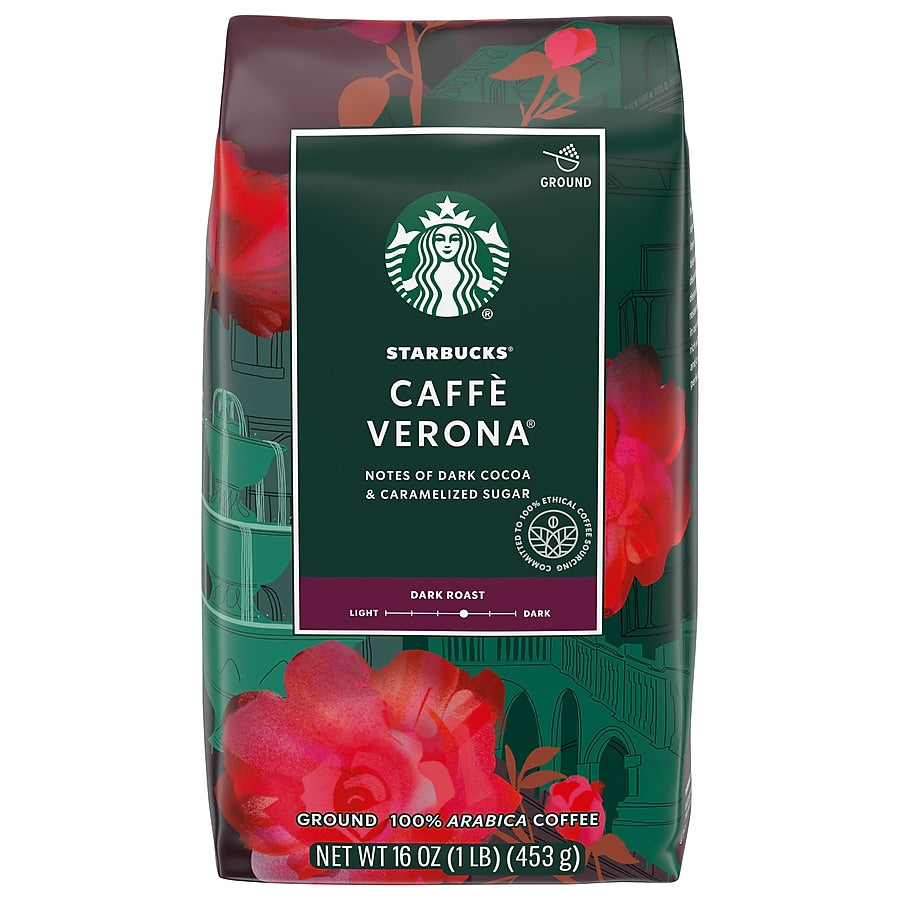 Starbucks Caffè Verona Ground Coffee, Dark Roast, 16 oz. Bag (11018131)