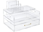 Russell+Hazel 4-Compartment Stackable Acrylic Organization Solution, Clear/Gold (36933)