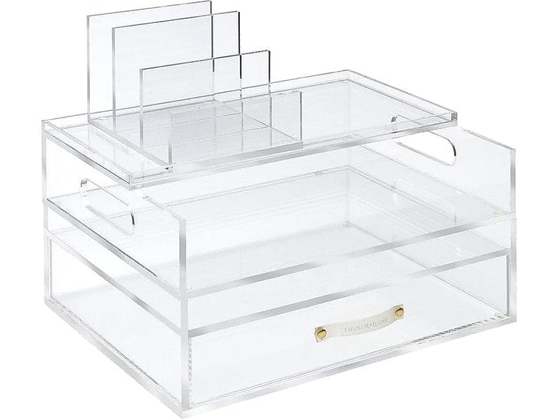 Russell+Hazel 4-Compartment Stackable Acrylic Organization Solution, Clear/Gold (36933)