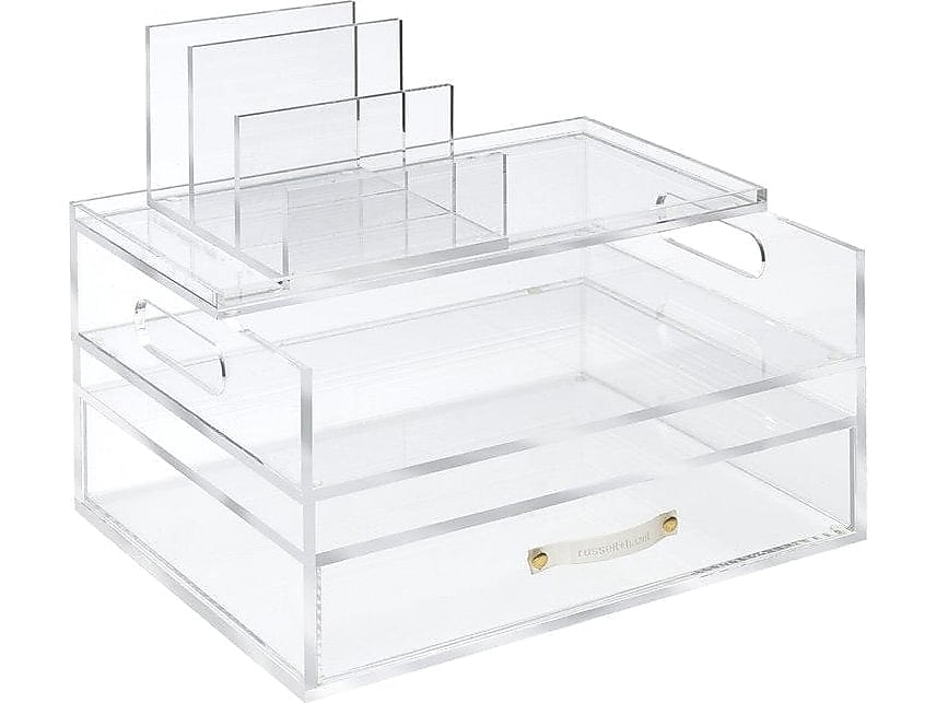 Russell+Hazel 4-Compartment Stackable Acrylic Organization Solution, Clear/Gold (36933)