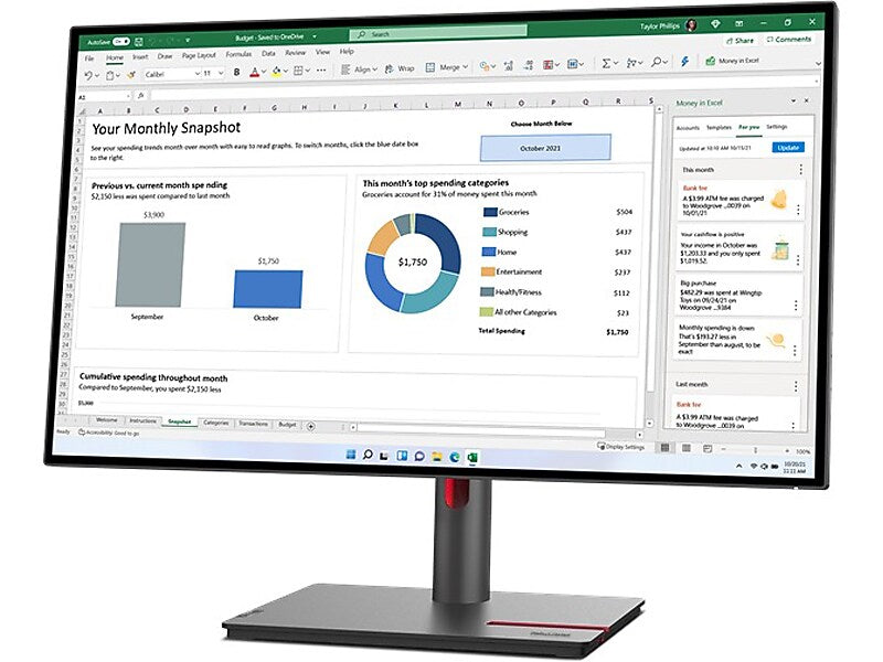 Lenovo ThinkVision P27h-30 27" WLED Monitor, Black (63A1ZAR1US)