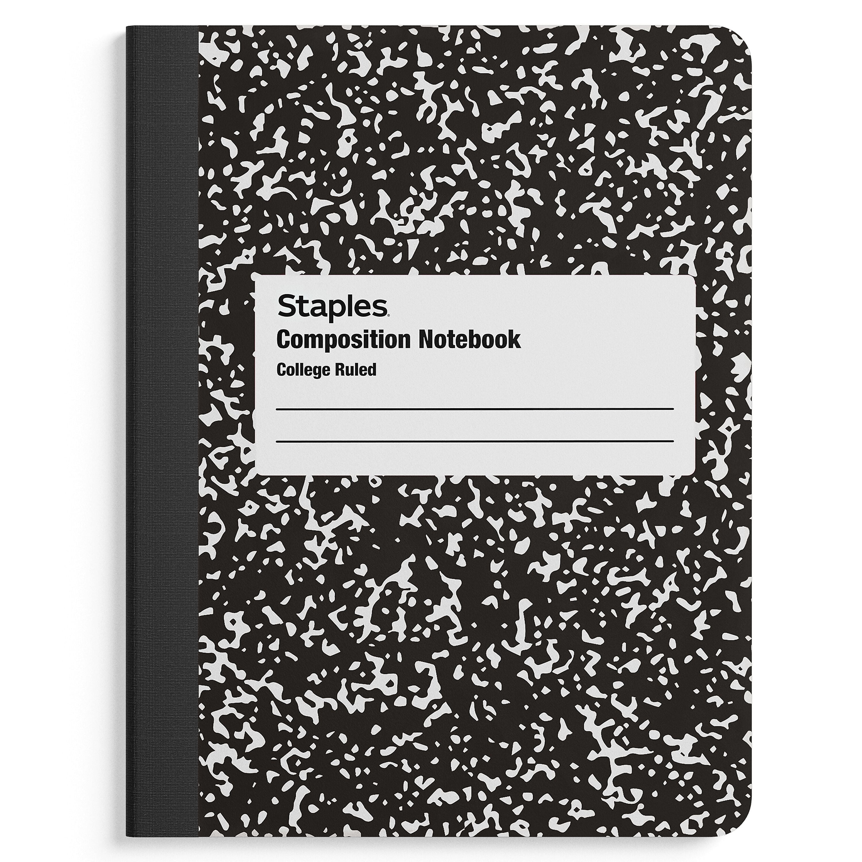 Staples 1-Subject Composition Notebook, 7.5" x 9.75", College Ruled, 100 Sheets, Black (ST55064C)
