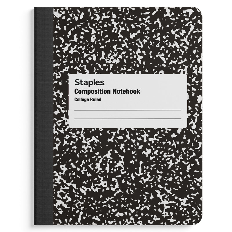 Staples 1-Subject Composition Notebook, 7.5" x 9.75", College Ruled, 100 Sheets, Black (ST55064C)
