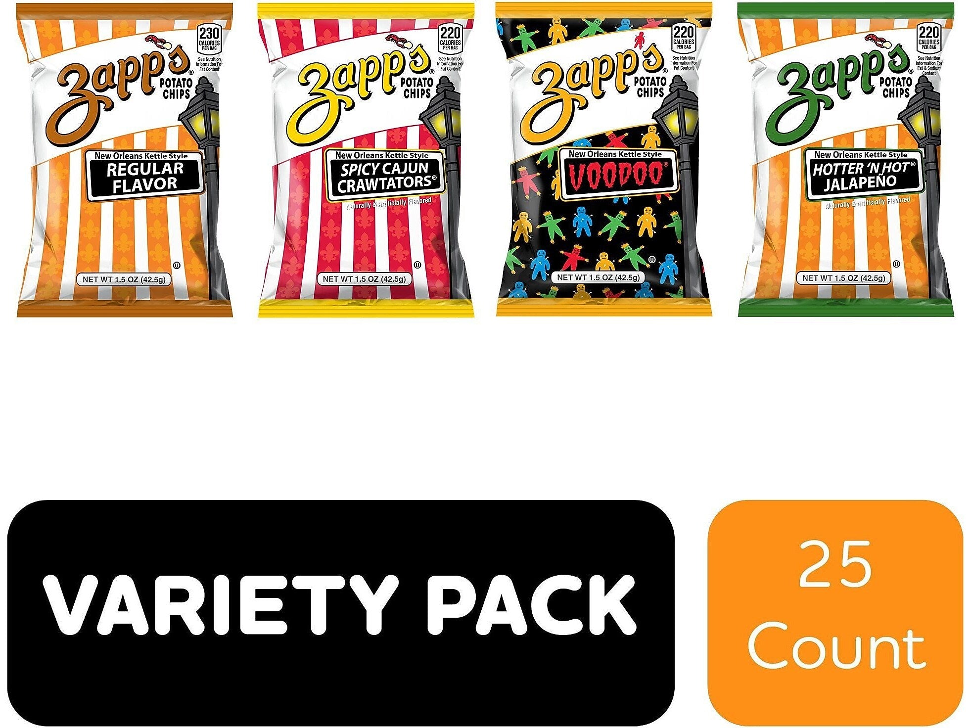 Utz Zapp's Gluten Free Kettle-Style Potato Chips, 37.5 oz., 25 Bags/Carton (6095)