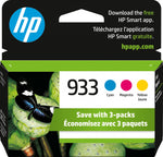 HP 933 Cyan/Magenta/Yellow Standard Yield Ink Cartridge, 3/Pack (N9H56FN#140)