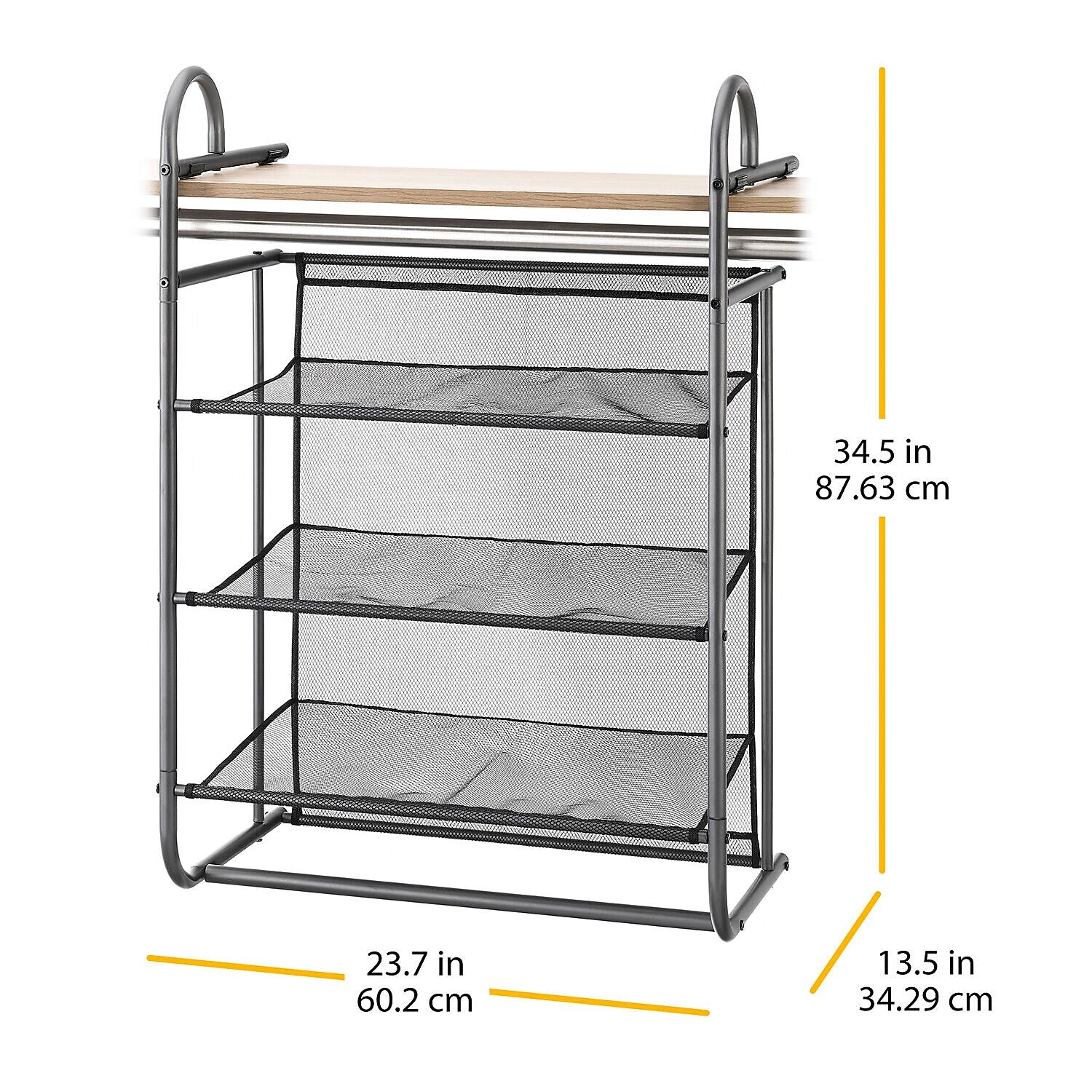 Whitmor 3-Shelf Hanging Closet Organizer, Black (6905-12085)