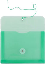 JAM Paper Premium Plastic Filing Envelope with Button & String Closure, Green, 3/Pack (920B1GRX3)