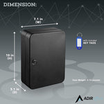 AdirOffice 48-Key Cabinet with Key Lock and Key Tags, Black (681-48-BLK-PKG)