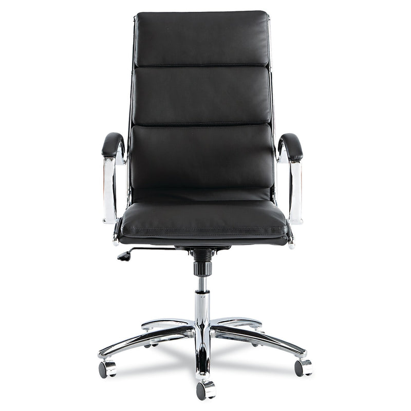 Neratoli High-Back Swivel/Tilt Chair , Black Soft-Touch Leather , Chrome Frame