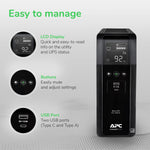 APC Series 1000VA Battery Backup 10-Outlet UPS, Black (BR1000MS)