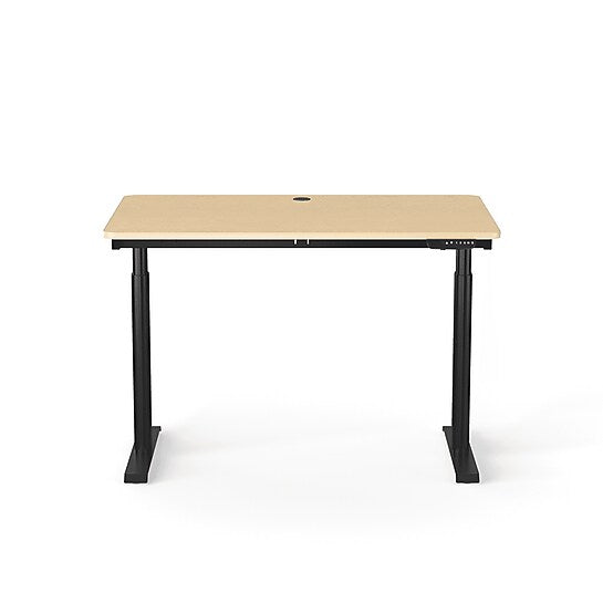 VersaDesk PowerLift 48"W Electric Rectangular Adjustable Standing Desk, Maple/Black (PLSDR4830-BM-APP)