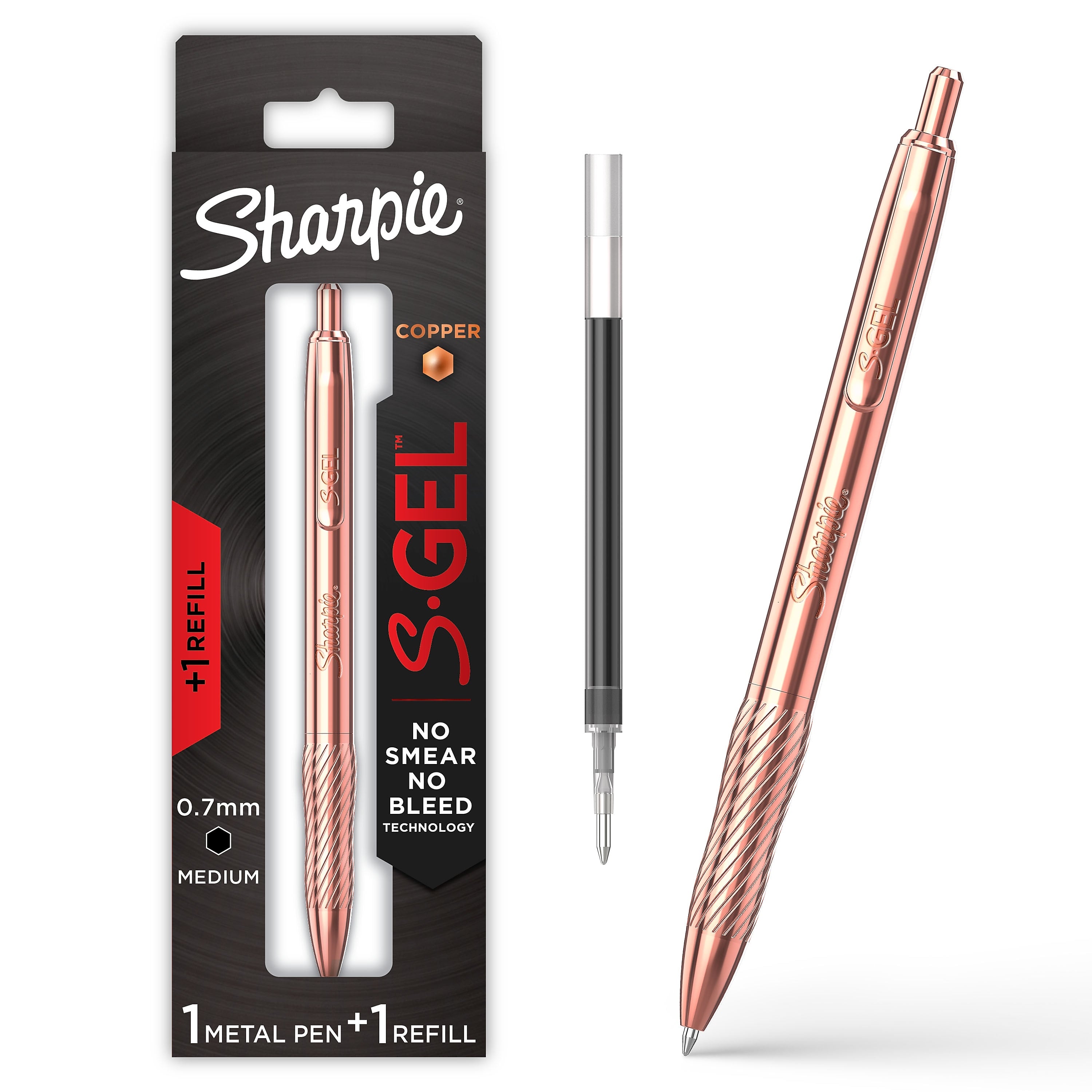 Sharpie S-Gel Copper Retractable Gel Pen, Medium Point, 0.7mm, Black Ink (2214552)