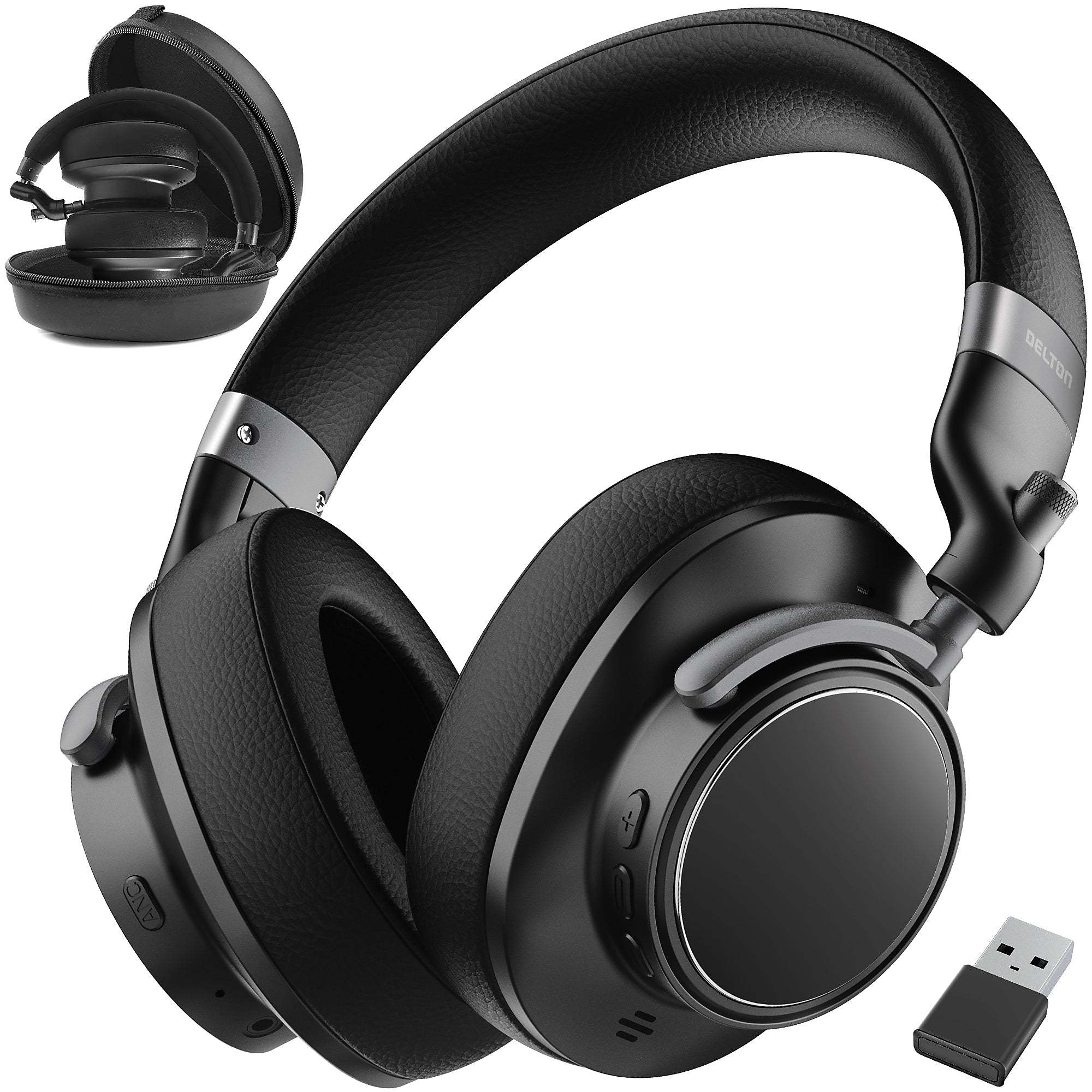 Delton M201 Wireless Active Noise Cancelling Bluetooth Stereo Business Computer Headset, Black (DBHM201D)