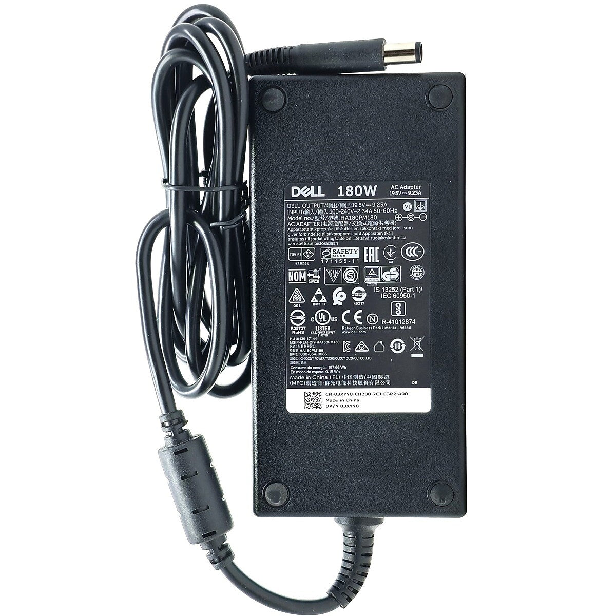 Dell 180W AC Adapter Charger for Laptop, Black (JVF3V)
