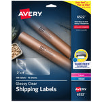 Avery Sure Feed Laser/Inkjet Shipping Labels, 2" x 4", Glossy Clear, 100 Labels/Box (6522)