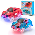 JitteryGit XTRA 2 RACERS Cars for Race Track & Glow In The Dark Trax, Red/Blue (000860009329522)
