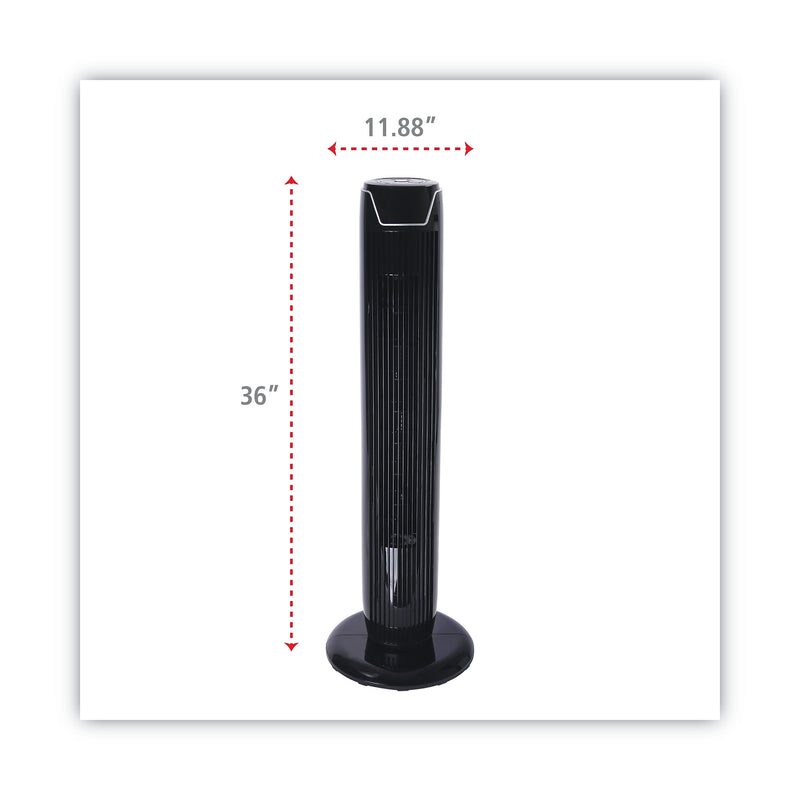 Alera 36" 3-Speed Oscillating Tower Fan With Remote Control, Plastic, Black (ALEFAN363)