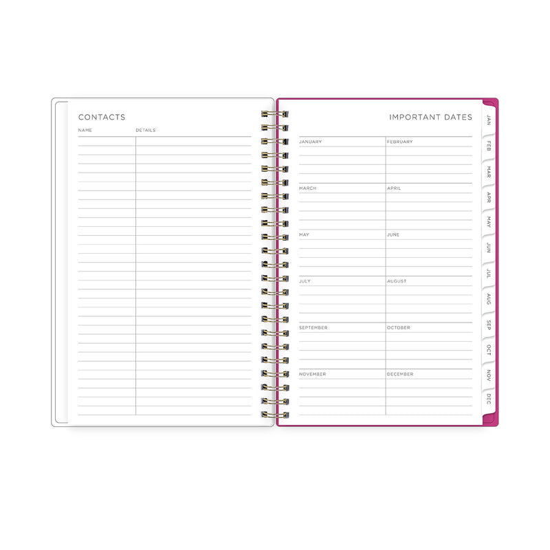 Planning Calendar KV Magenta Blooms PP 8.5x11 RY26 Wkly/Mthly Safety Wirebound -